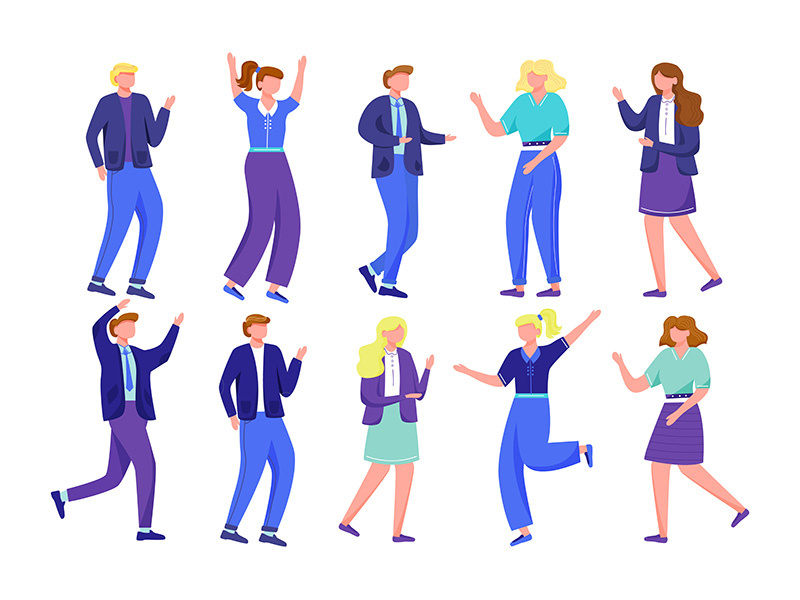 Dancing people flat vector illustrations set