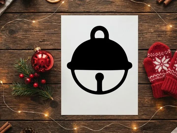 Ícone de sino de Natal preto para design de feriados e decoração festiva.