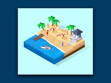 Private Beach Illustration