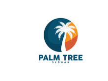 Palm Tree Logo, Beach Vector, Summer Design