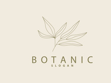 Leaf Line Logo, Beautiful Hand Drawn Design