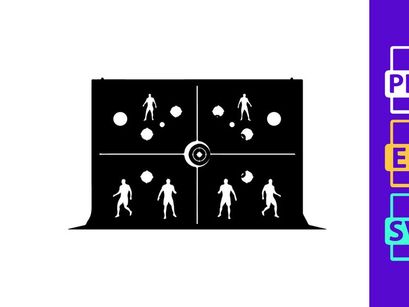 Black and white soccer player silhouette graphic design template