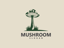 Mushroom Logo, Retro Minimalist Design