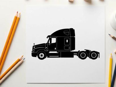 Silhouette of a semi truck with sleeper cabin