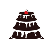 Sweet cake template logo design vector illustration of silhouette with cherries