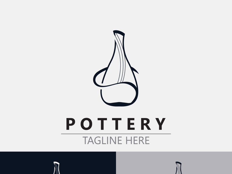 Pottery logo design handmade, creative traditional mug craft sign concept inspiration nature workshop