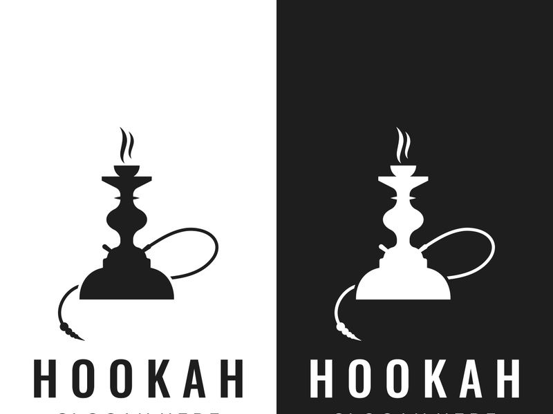 Isolated vintage hookah, shisha or waterpipe logo for club, bar, cafe and shop.