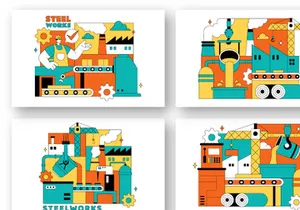 10 Steelworks Vector Illustration