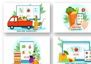 9 Online Grocery Store Illustration
