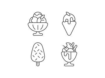 Ice cream varieties linear icons set preview picture