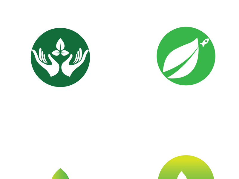 Natural green leaf logo design.