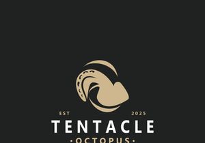 Octopus tentacle logo image design ocean animal vintage illustration