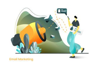 Business Online Marketing set flat illustration