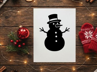 Niedliche Schneemann-Illustration mit Zylinder und Karottennase