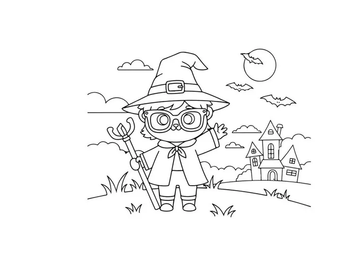 Cute Halloween scarecrow with hat vector illustration flat design