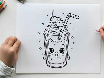 Cute smiling drink cup with straw vector illustration preview picture