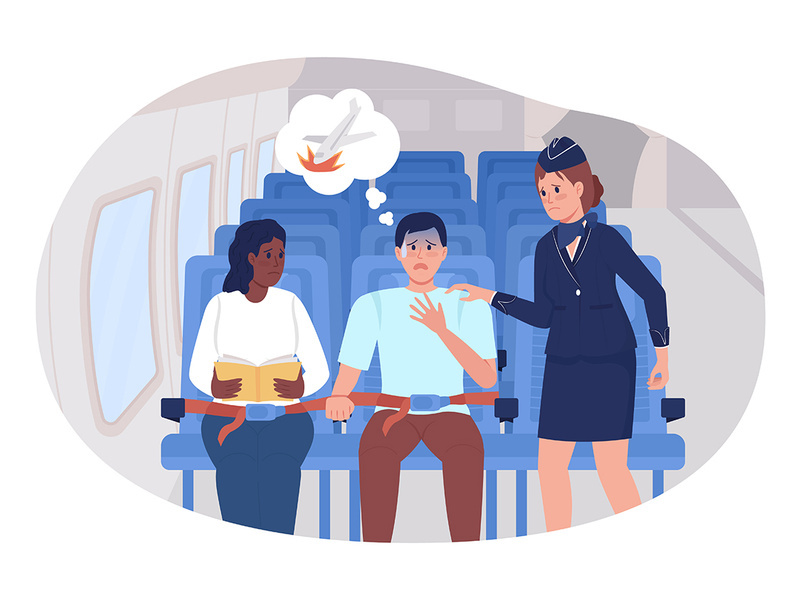 Panic attack during flight vector isolated illustration