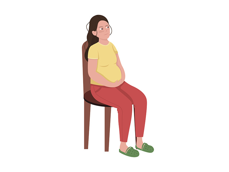 Pregnant woman semi flat color vector character