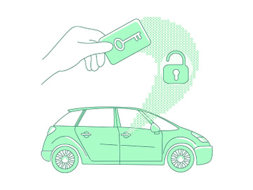 Keycard and keyless lock, car access thin line concept vector illustration preview picture