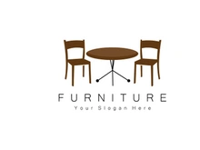 Furniture Logo Design, Home Furniture Illustration Table Icons, Chairs, Cupboards, Lamps