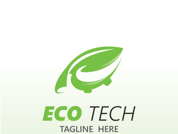 Eco technology business vector design modern. Nature technology logo with leaf and circuit tech minimalist vector illustration preview picture