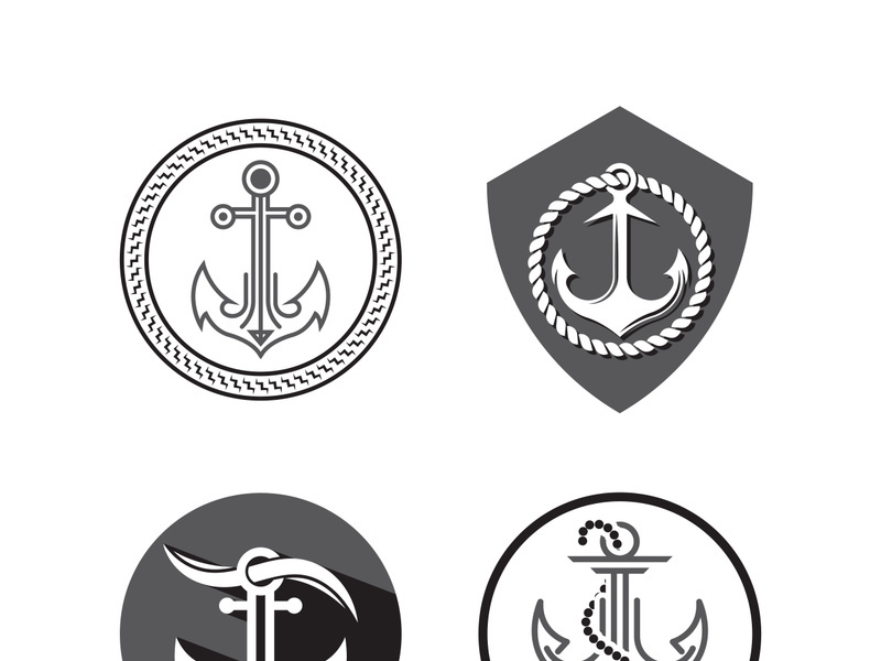 Anchor logo icon boat ship marine navy design vector