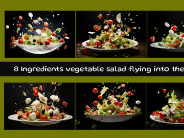 Ingredients vegetable salad flying into the bowl preview picture