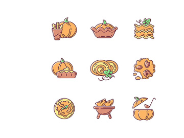 Pumpkin dishes RGB color icons set preview picture