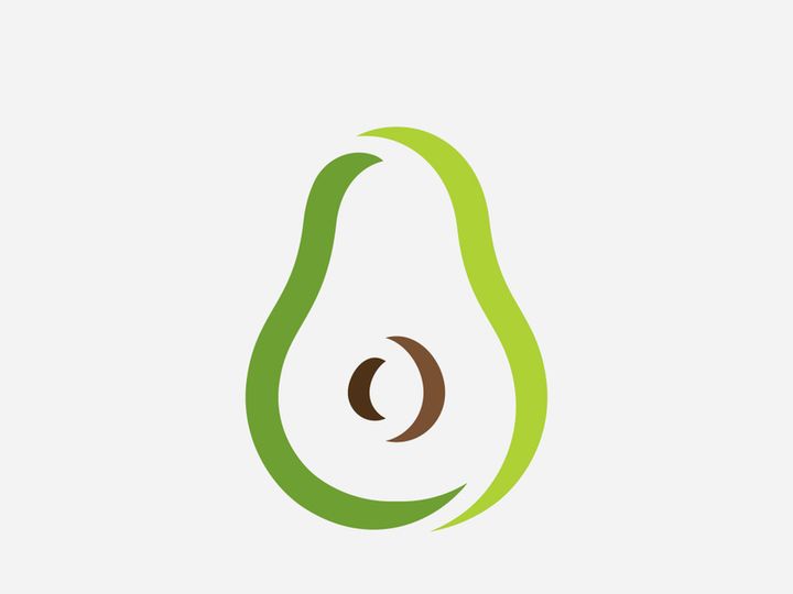 Avocado fruit logo template, healthy food symbols