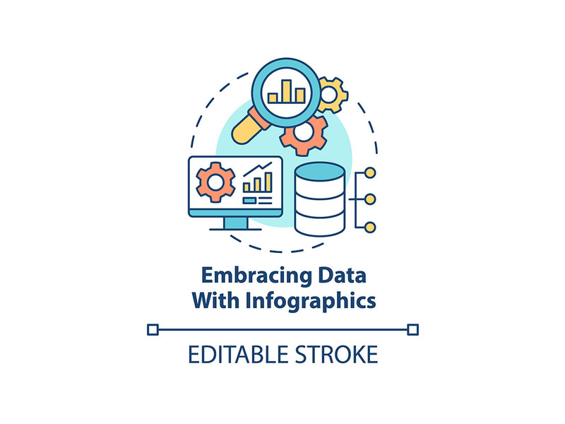 Embracing data with infographics concept icon