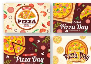 14 National Pizza Day Vector Illustration