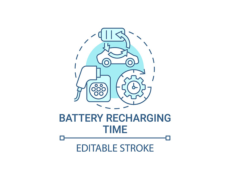 EV battery recharging time concept icon.