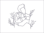 Line art portrait woman, Flower face one line vector illustration