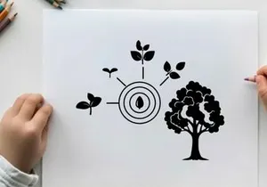 Silhouette of tree growth stages from seed to maturity