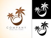 Coconut tree logo design. Nature product coconut oil emblem