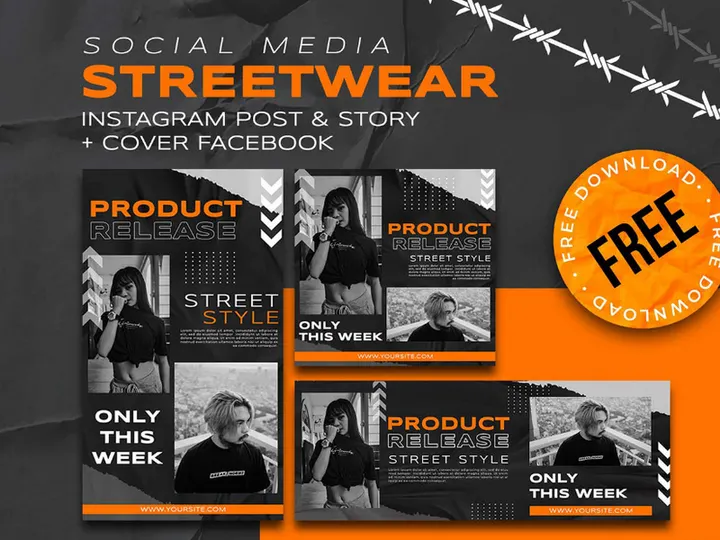 Instagram Streetwear Post and Story - PSD templates