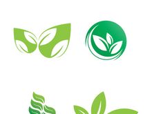 Logos of green tree leaf ecology nature element vector