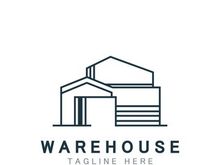Warehouse modern storage logo business industry illustration