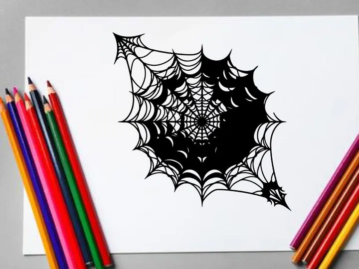 Black Spider Web with Intricate Pattern for Halloween or Decoration