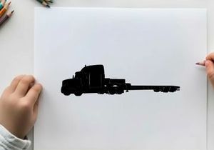 Silhouette of a semi truck with trailer