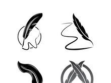 Feather quill design icon and logo illustration classic stationery