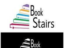 book stairs logo, or library for bookstores, book companies, publishers, encyclopedias, libraries, education, digital books, vectors