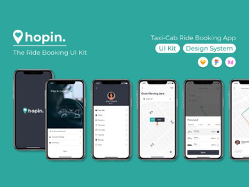Hopin. Taxi-Cab Ride Booking App UI Kit & Design System preview picture