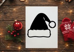 Festive Santa hat with fluffy pom-pom and white fur trim