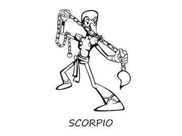 Scorpio zodiac sign person outline cartoon vector illustration preview picture