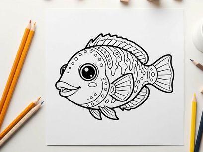 Cute cartoon fish smiling vector illustration flat design
