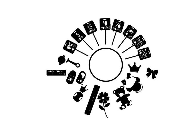 Silhouette of various objects in a circular pattern