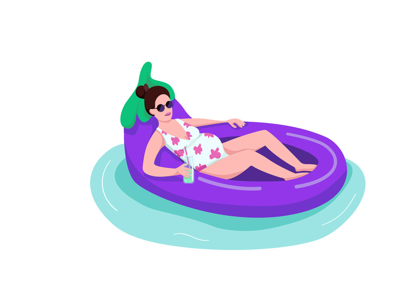 Pregnant woman in sunglasses flat color vector faceless character