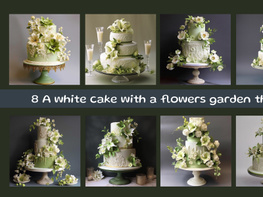A white cake with a flowers garden theme preview picture