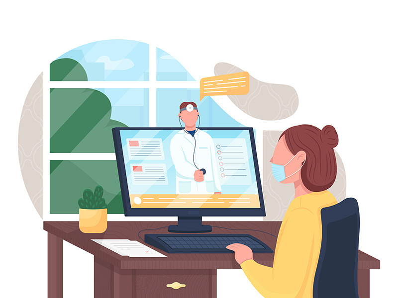 Online doctor consultation flat concept vector illustration